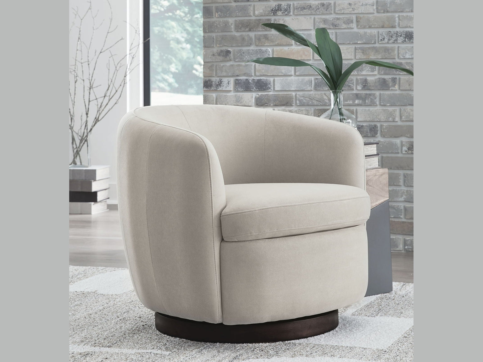 Annbury - Swivel Accent Chair - Light Beige