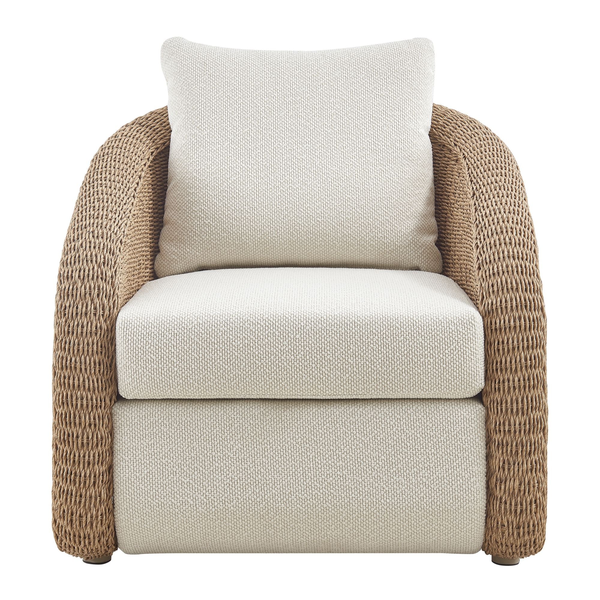 Pavilion - Rattan And Metal Outdoor Lounge Chair With Cushions - Boucle White / Natural