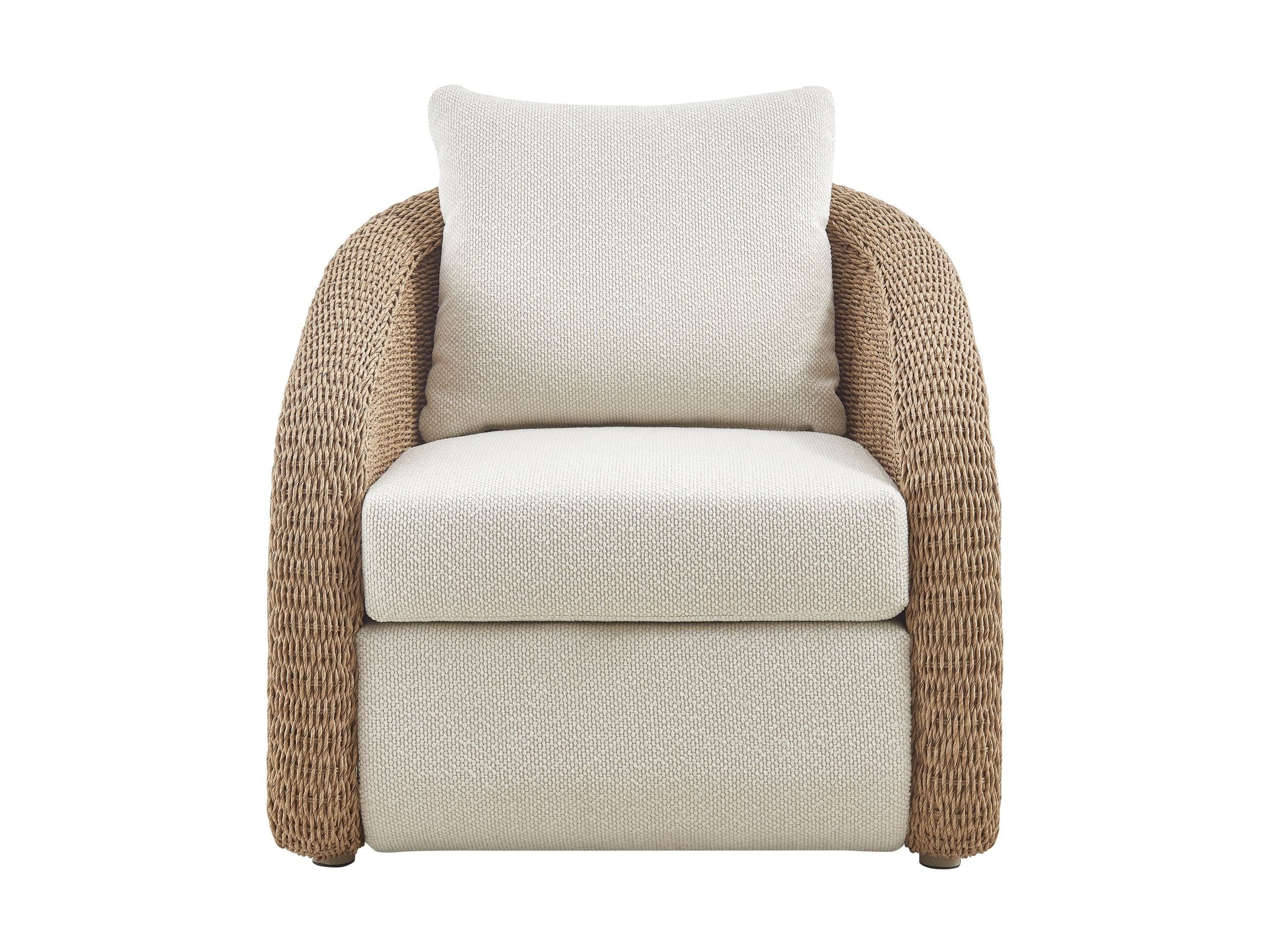 Pavilion - Rattan And Metal Outdoor Lounge Chair With Cushions - Boucle White / Natural