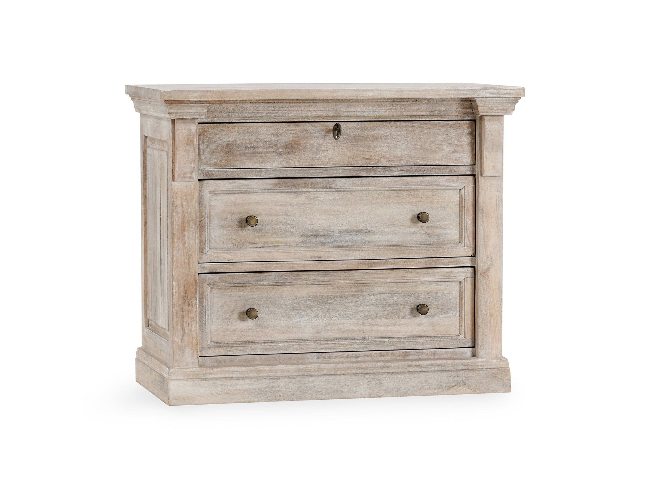Adelaide - 3 Drawer Nightstand - Natural Cream Wash