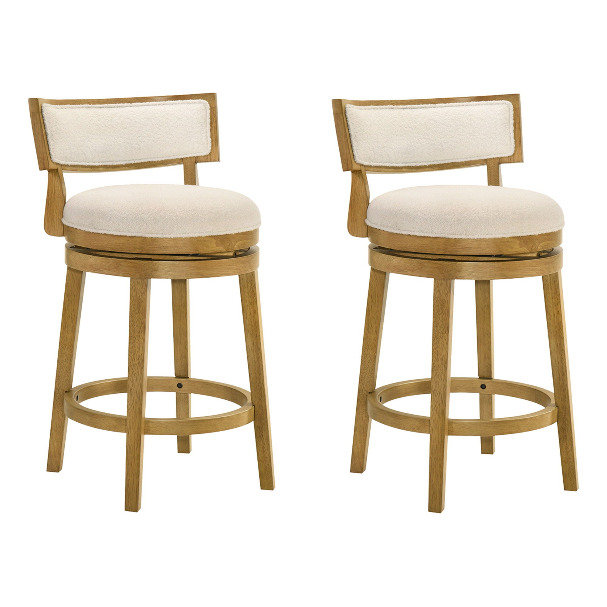 Noely - Modern Farmhouse Swivel Wood Counter Height Kitchen Bar Stool