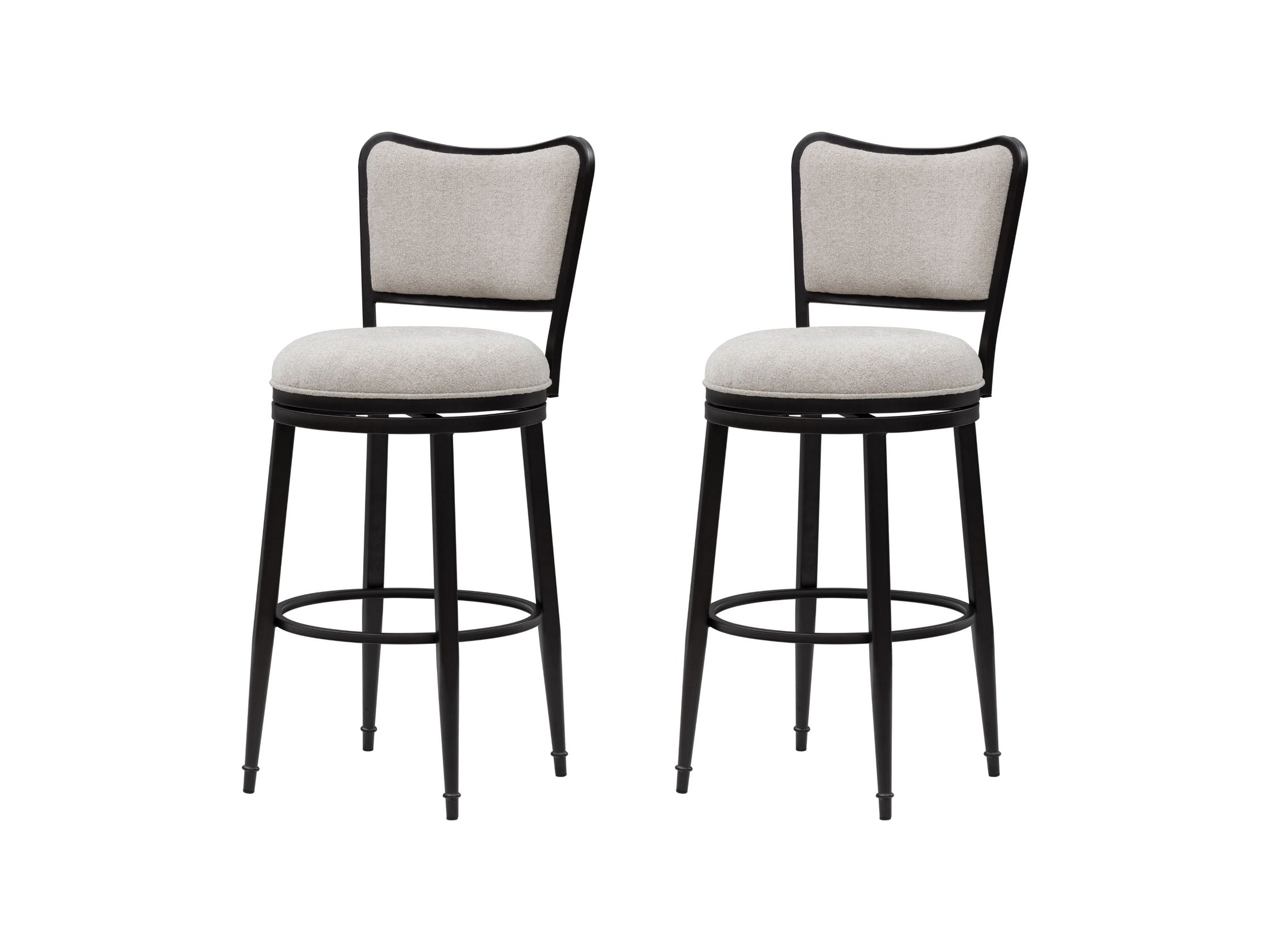 Baxter - Steel Frame Fabric Upholstered Swivel Bar Height Barstool