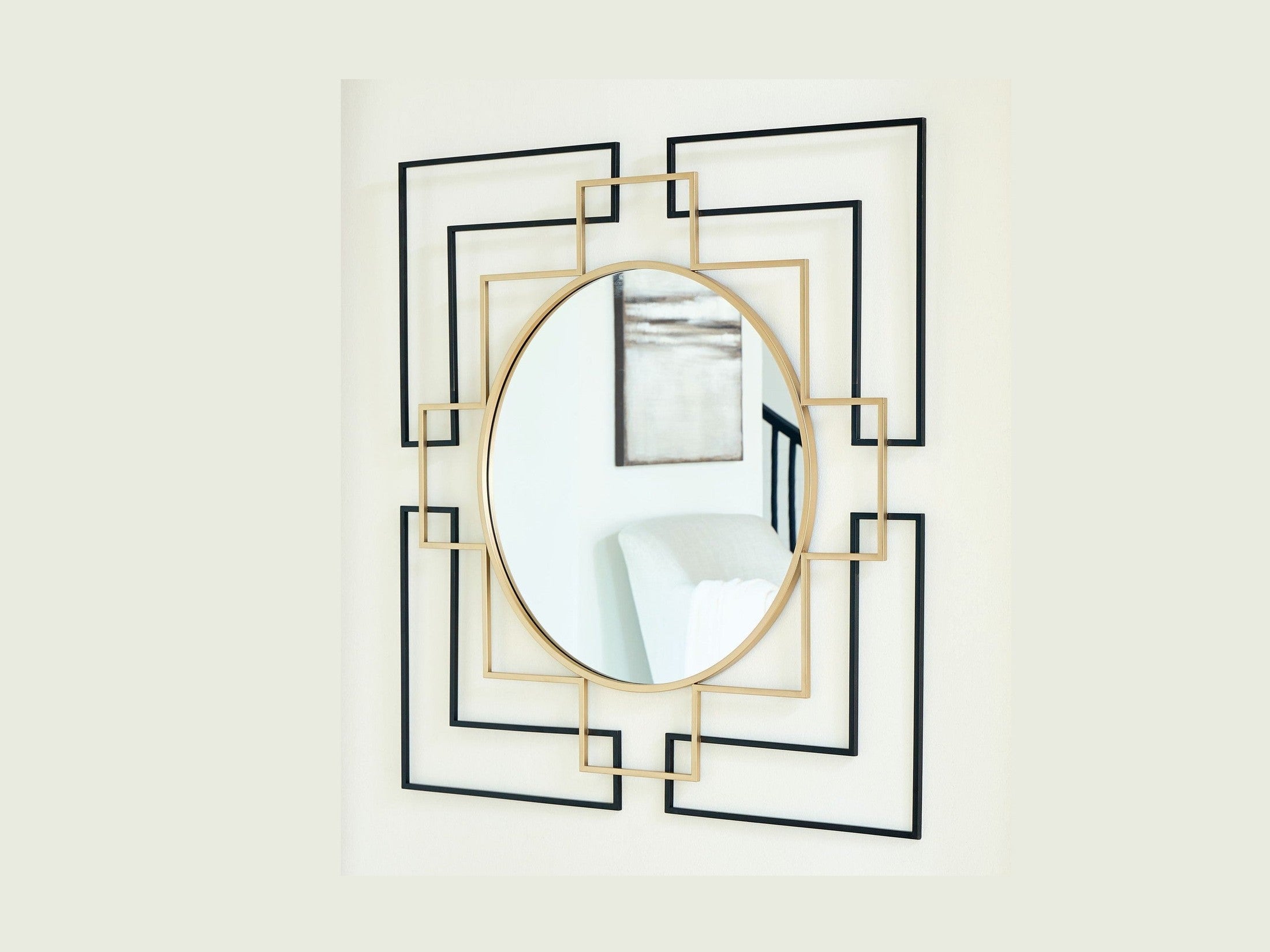 Oceanal - Accent Mirror - Black / Gold Finish