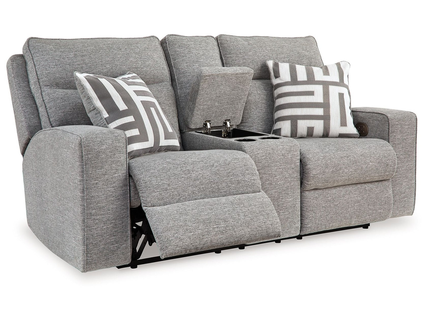 Biscoe - Power Reclining Loveseat With Console /Adj Headrest - Pewter
