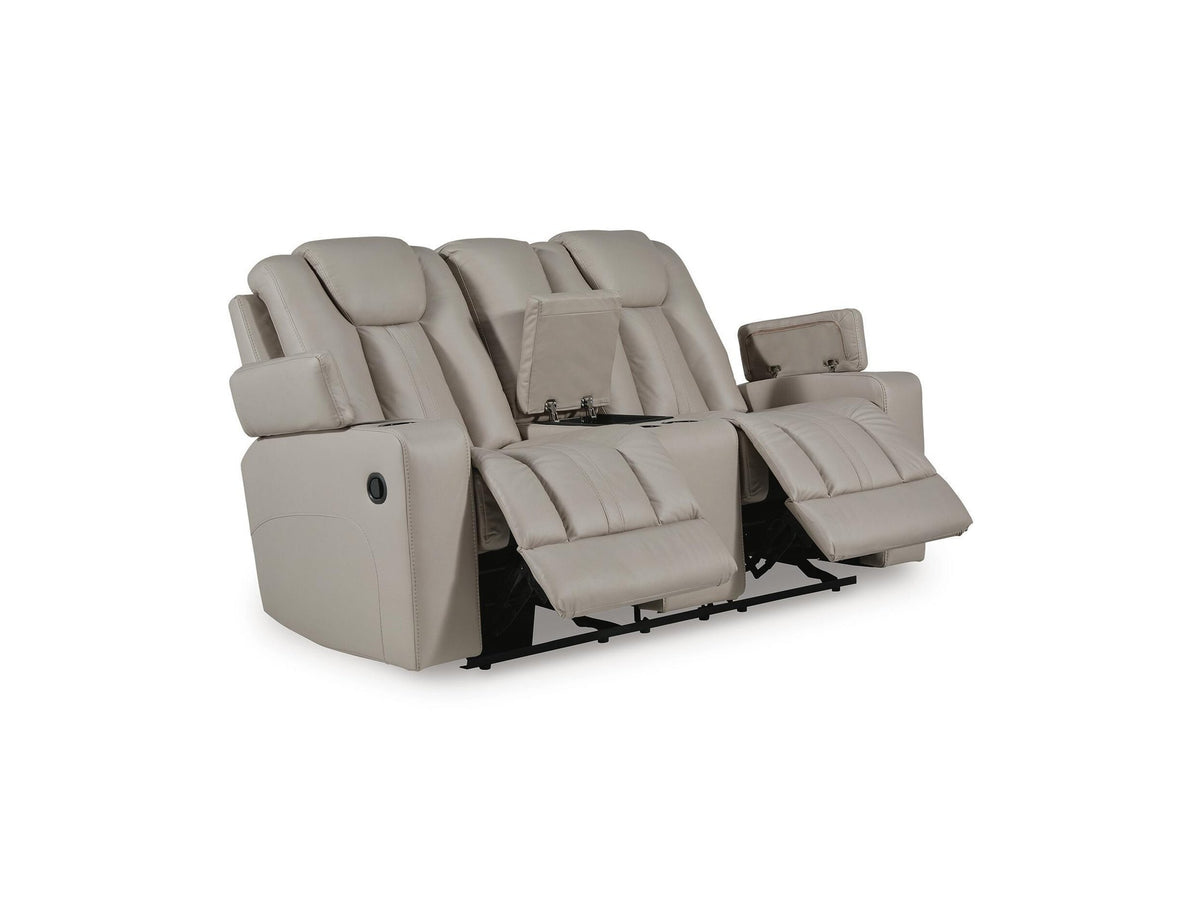 Elevate Edges - Glide Reclining Loveseat With Console - Coin