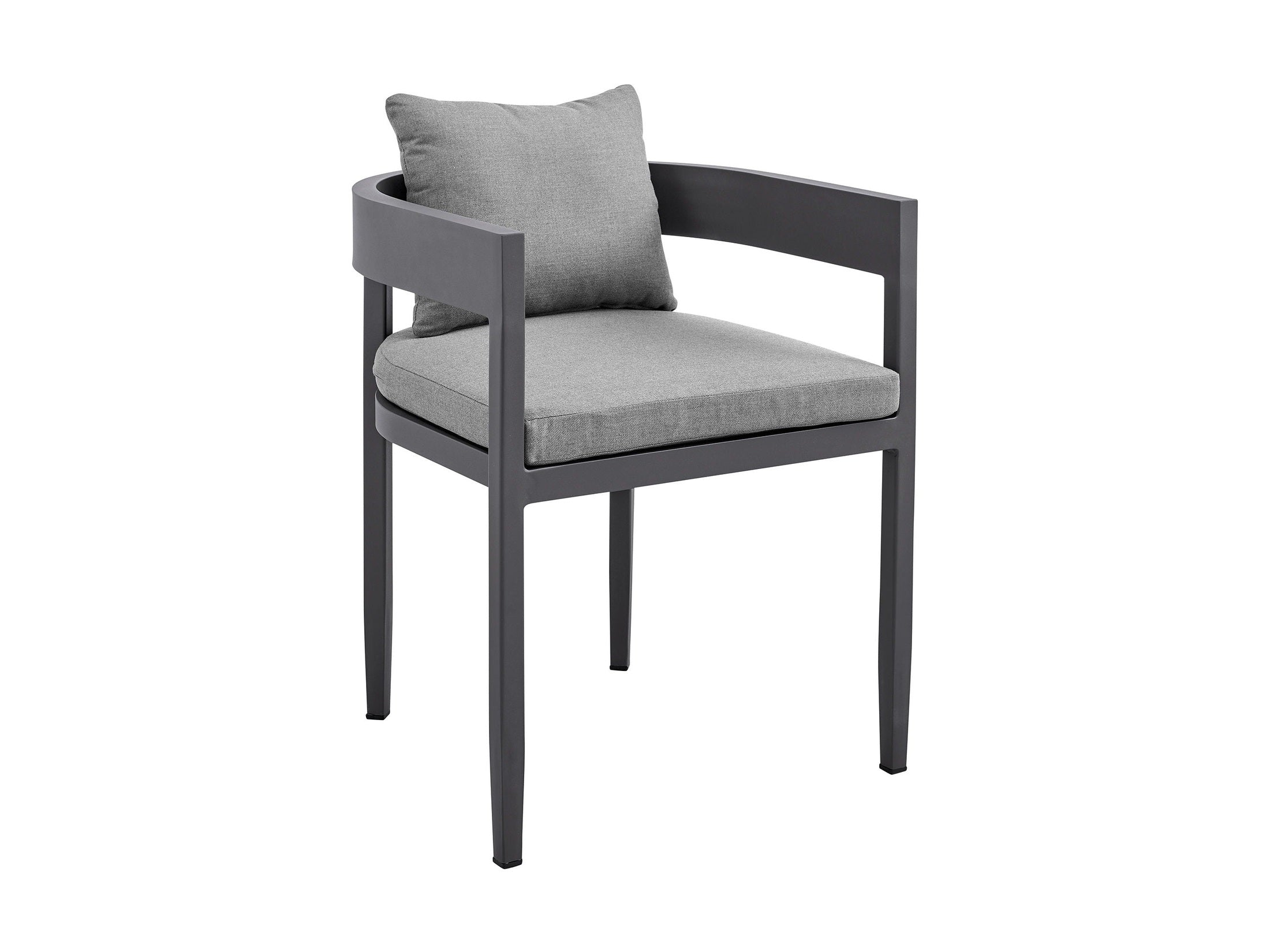 Menorca - Outdoor Patio Dining Chairs In Aluminum With Gray Cushions - (Set of 2)