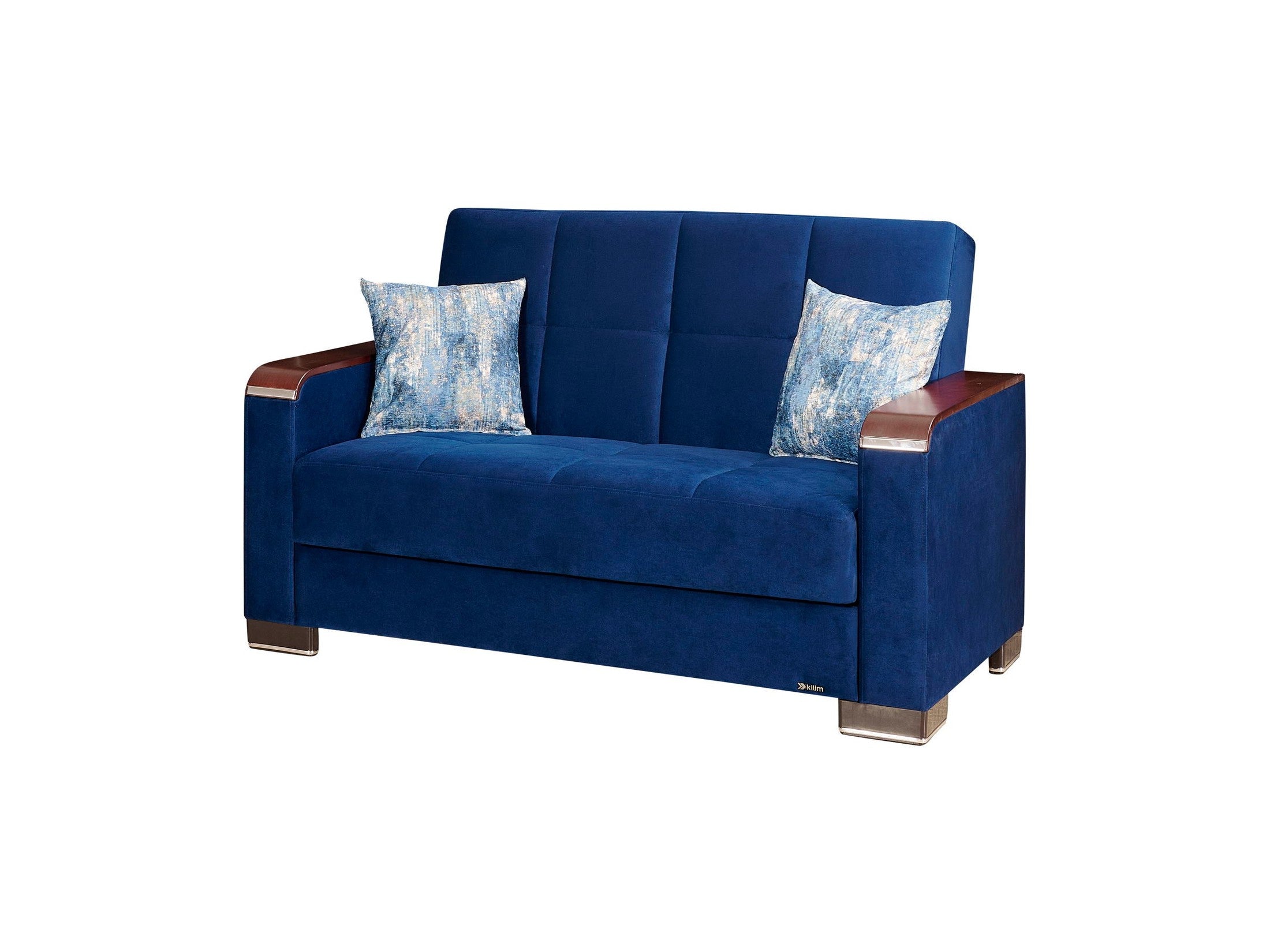 Ottomanson Armada X - Upholstered Convertible Wood Trimmed Loveseat With Storage - Microfiber