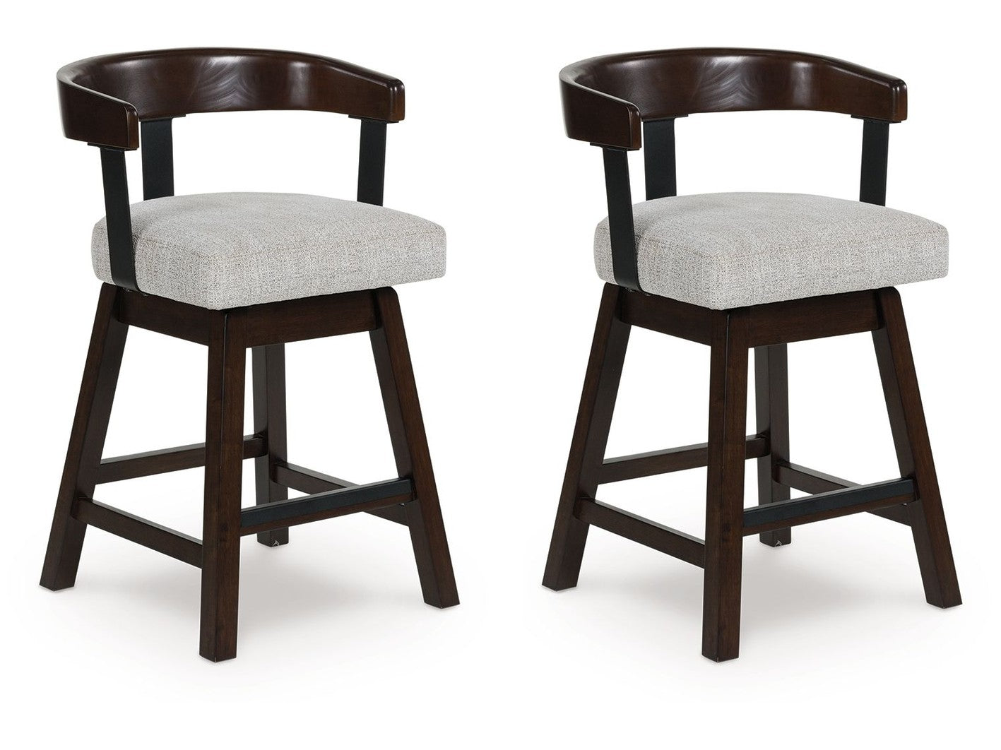 Haddigan - Upholstered Swivel Barstool (Set of 2) - Dark Brown