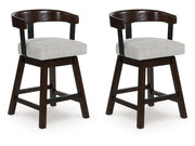 Haddigan - Upholstered Swivel Barstool (Set of 2) - Dark Brown