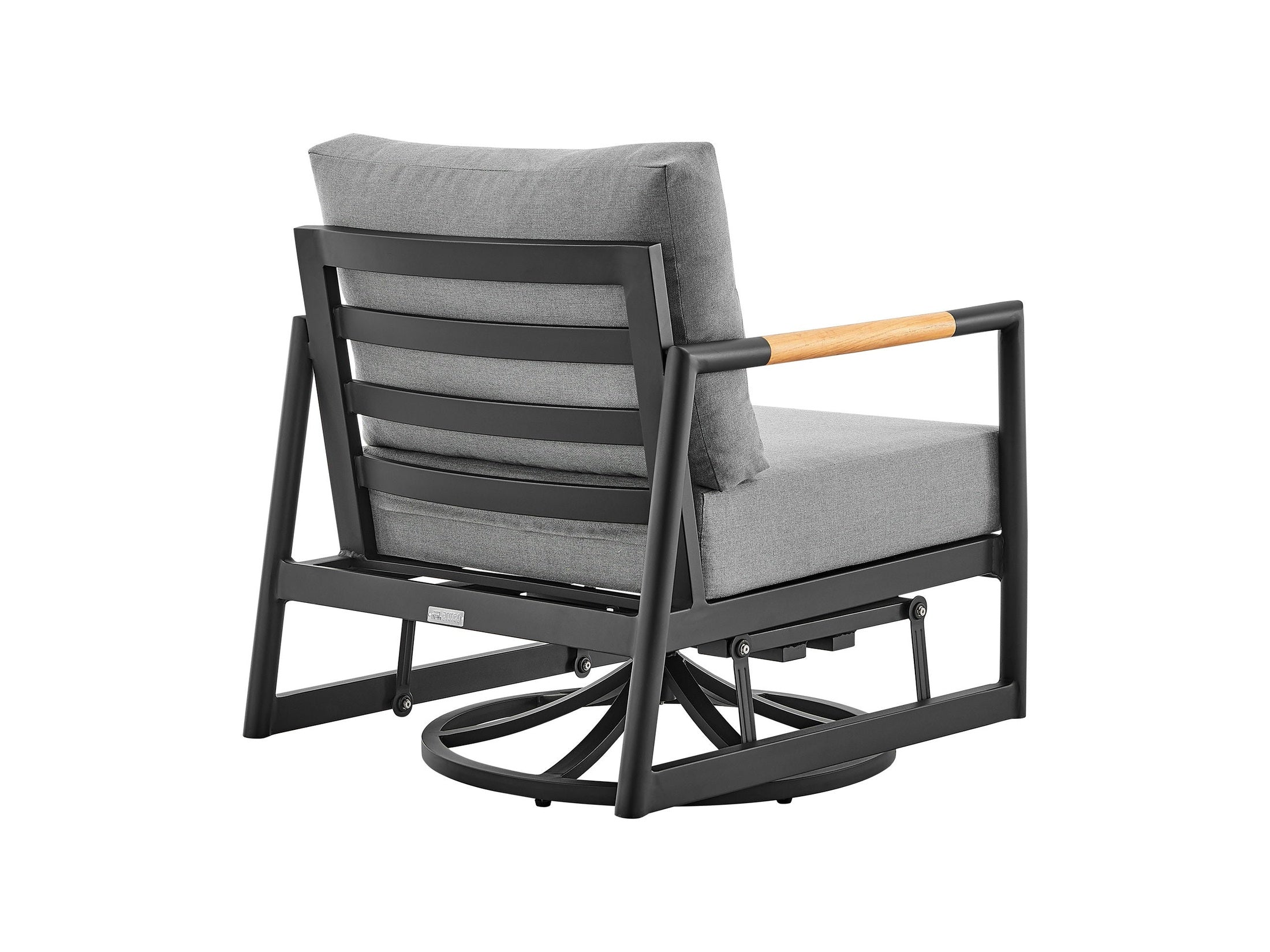 Crown - Outdoor Patio Swivel Glider Lounge Chair With Cushions - Black / Teak