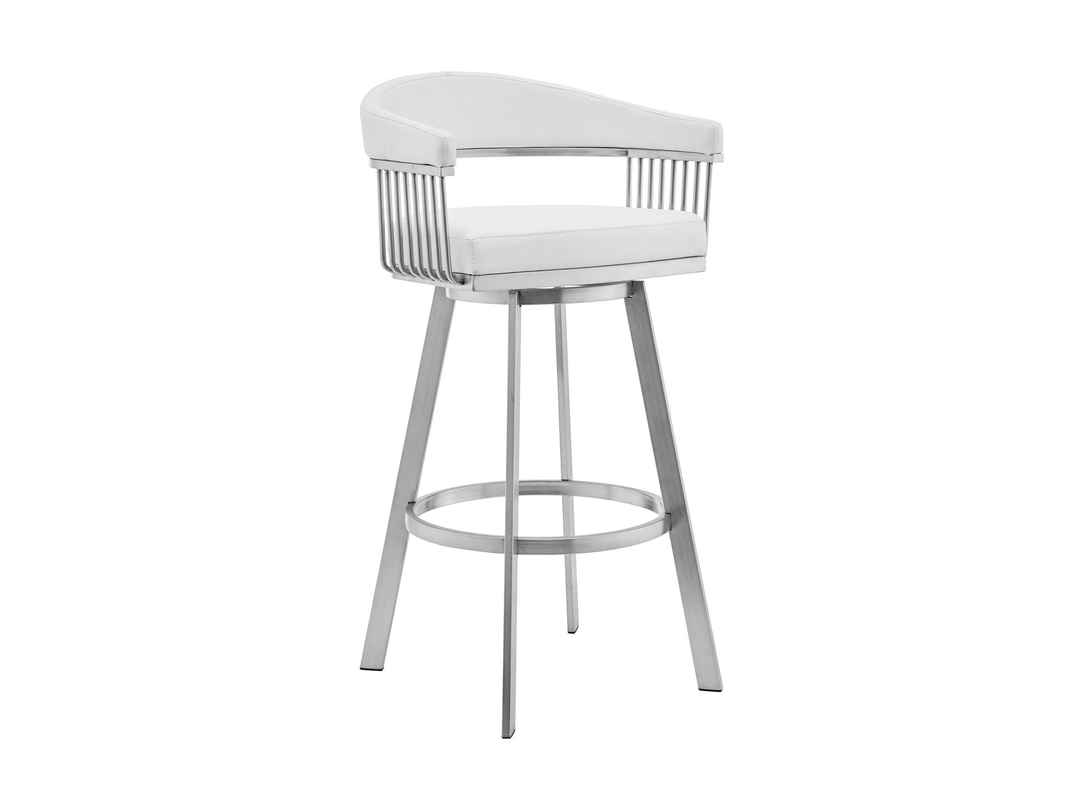 Bronson - Faux Leather And Brushed Stainless Steel Swivel Bar Stool