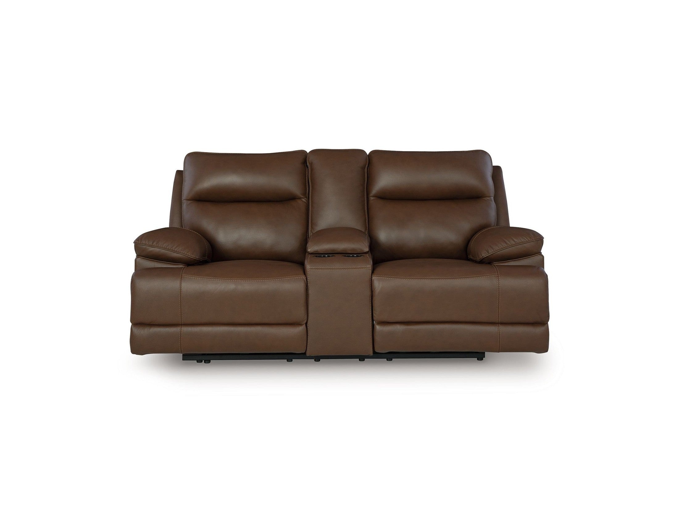 Vonryan - Power Reclining Loveseat With Console / Adj Headrest - Tobacco