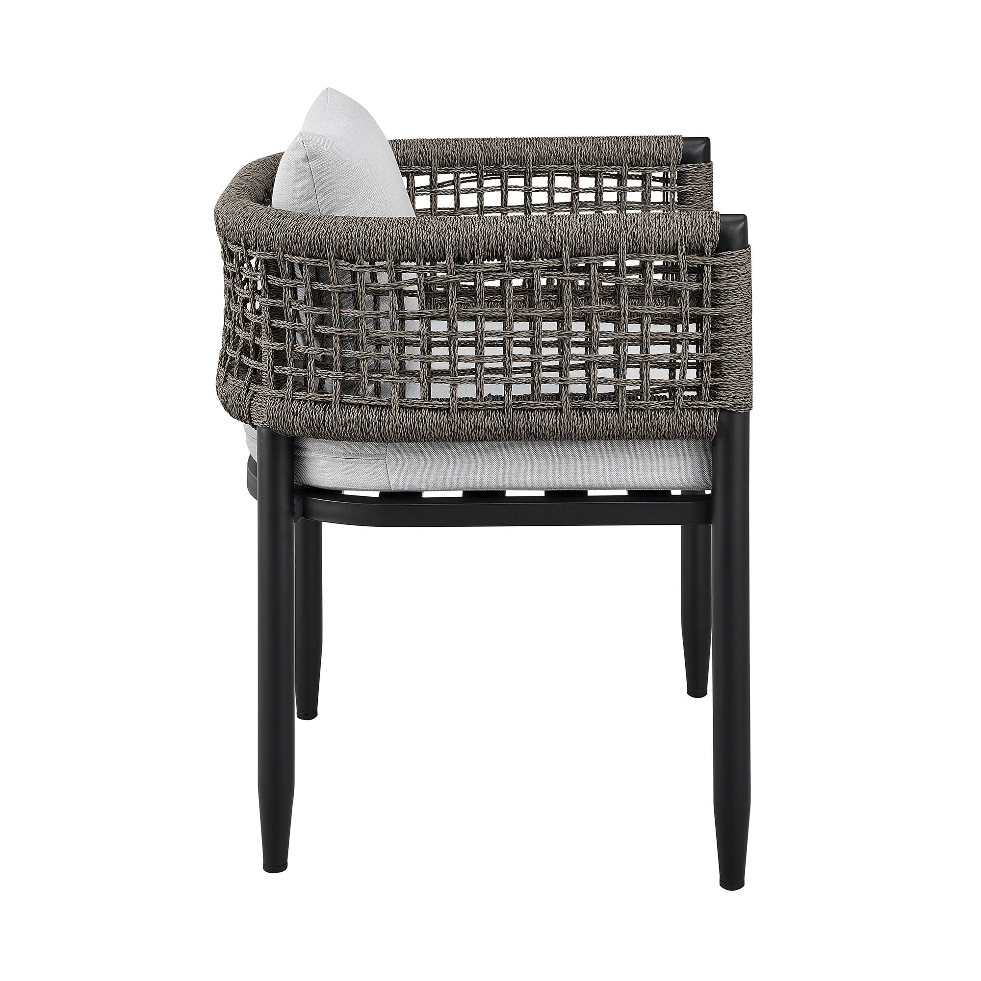 Alegria - Outdoor Patio Dining Chair In Aluminum With Gray Rope And Cushions - (Set Of 2)