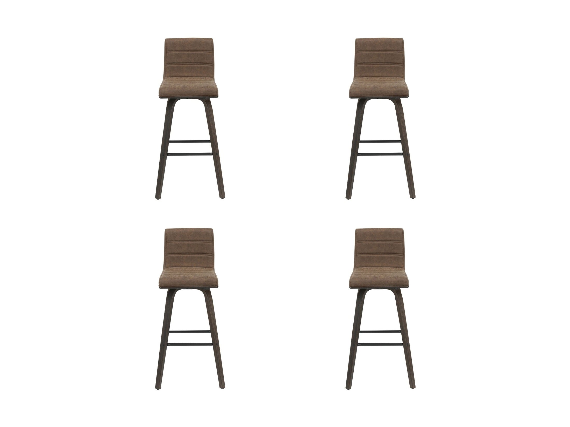 Vienna - 39.5" Swivel Bar Height Square Back Wood Bar Stool With Faux Leather Seat