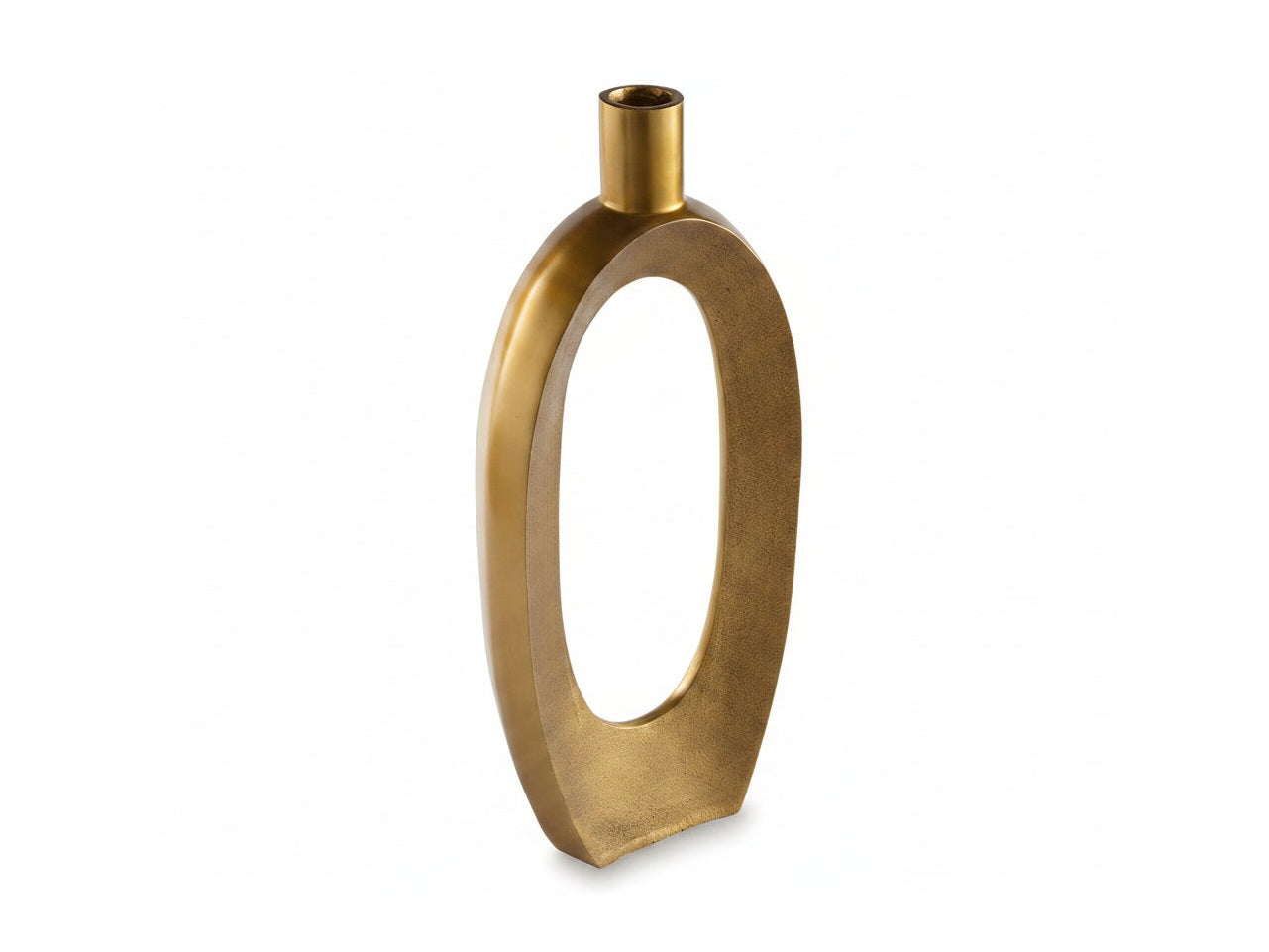 Gold vase with a modern design on a white background