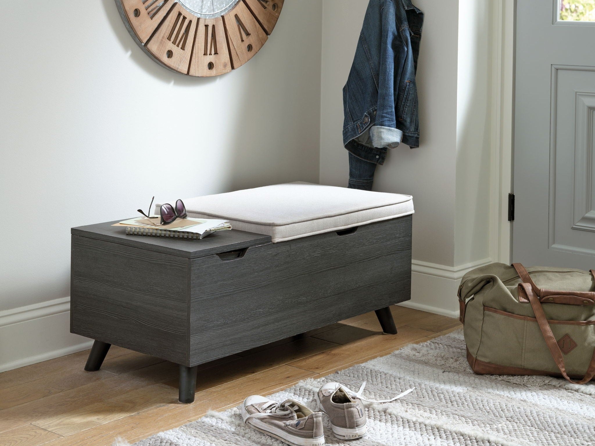 Yarlow - Storage Bench - Dark Gray