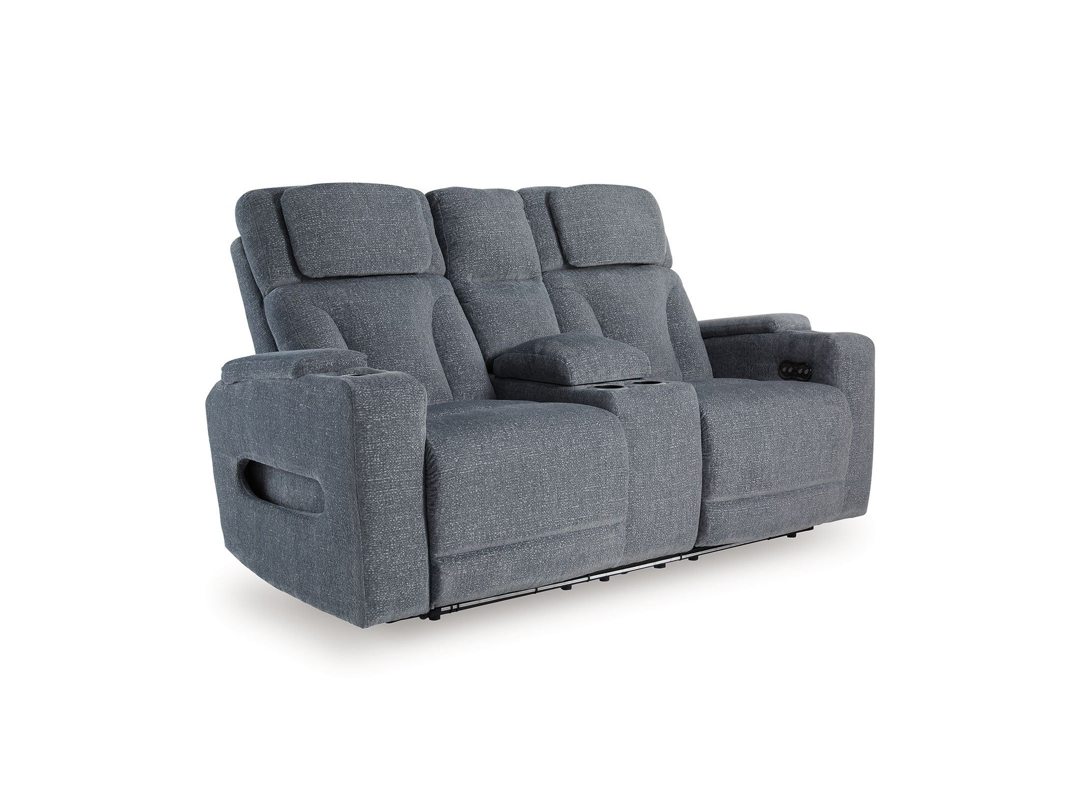 Studio Cave - Power Reclining Loveseat with Console - Steel