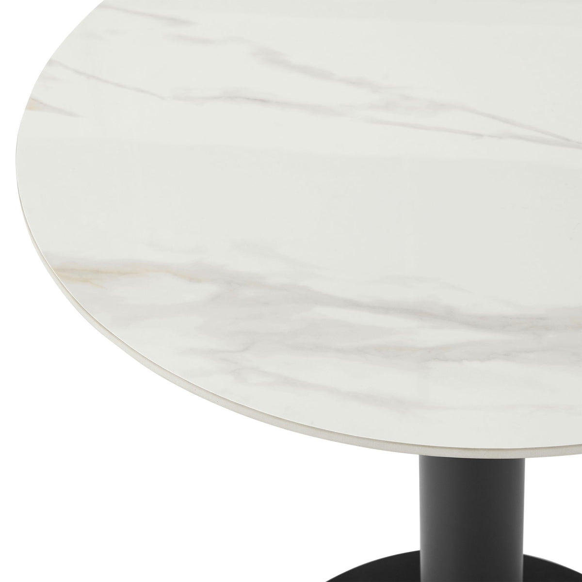 Jazmin - 40" Outdoor Round Sintered Stone Bar Table With Aluminum Pedestal Base - Black / White