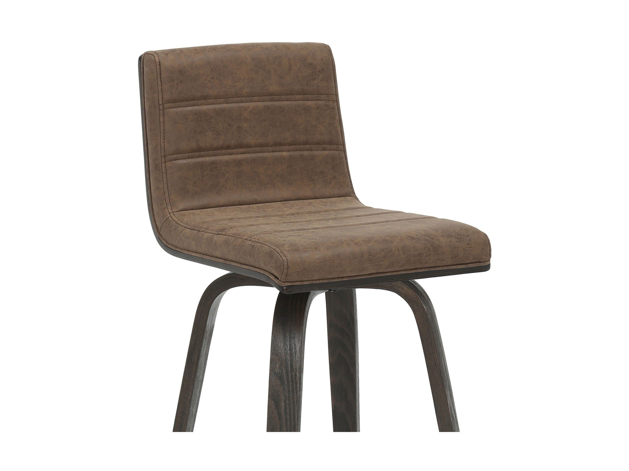Vienna - 35.5" Swivel Counter Height Square Back Wood Bar Stool With Faux Leather Seat