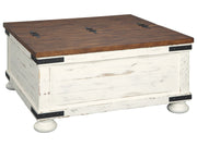 Wystfield - Cocktail Table with Storage - White / Brown