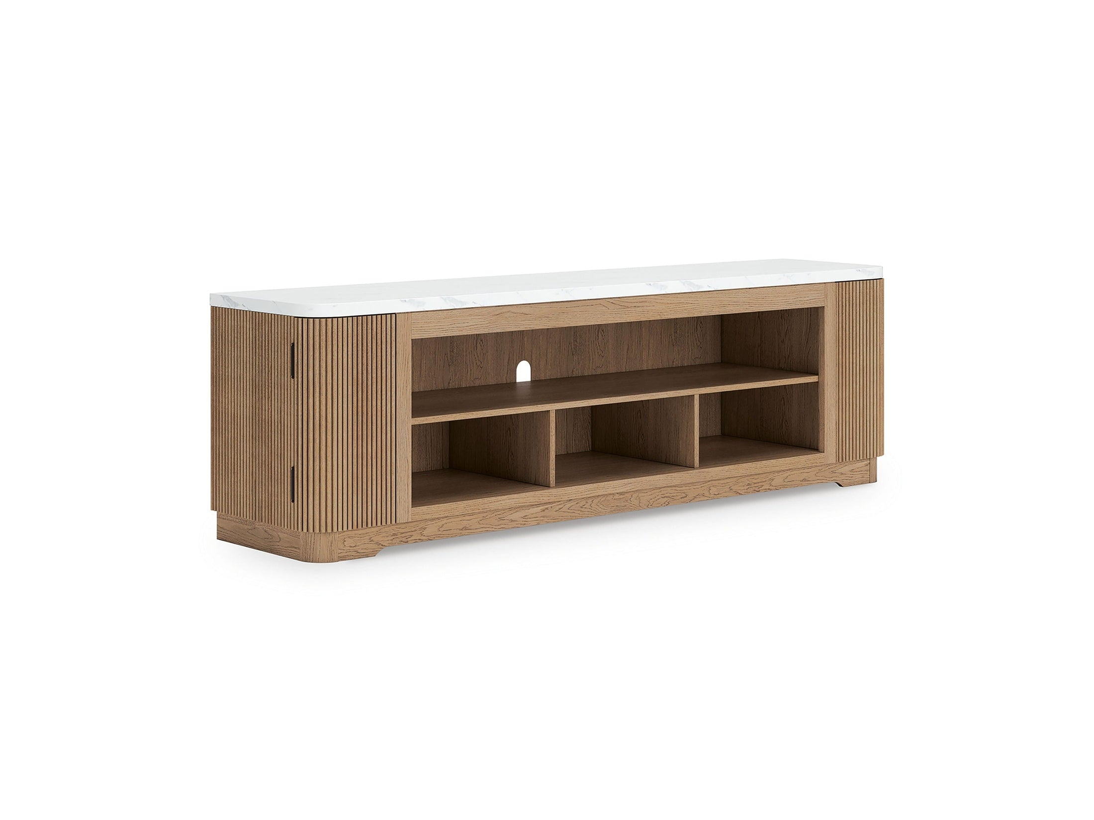 Camdill - XL TV Stand With Fireplace Option - Light Brown