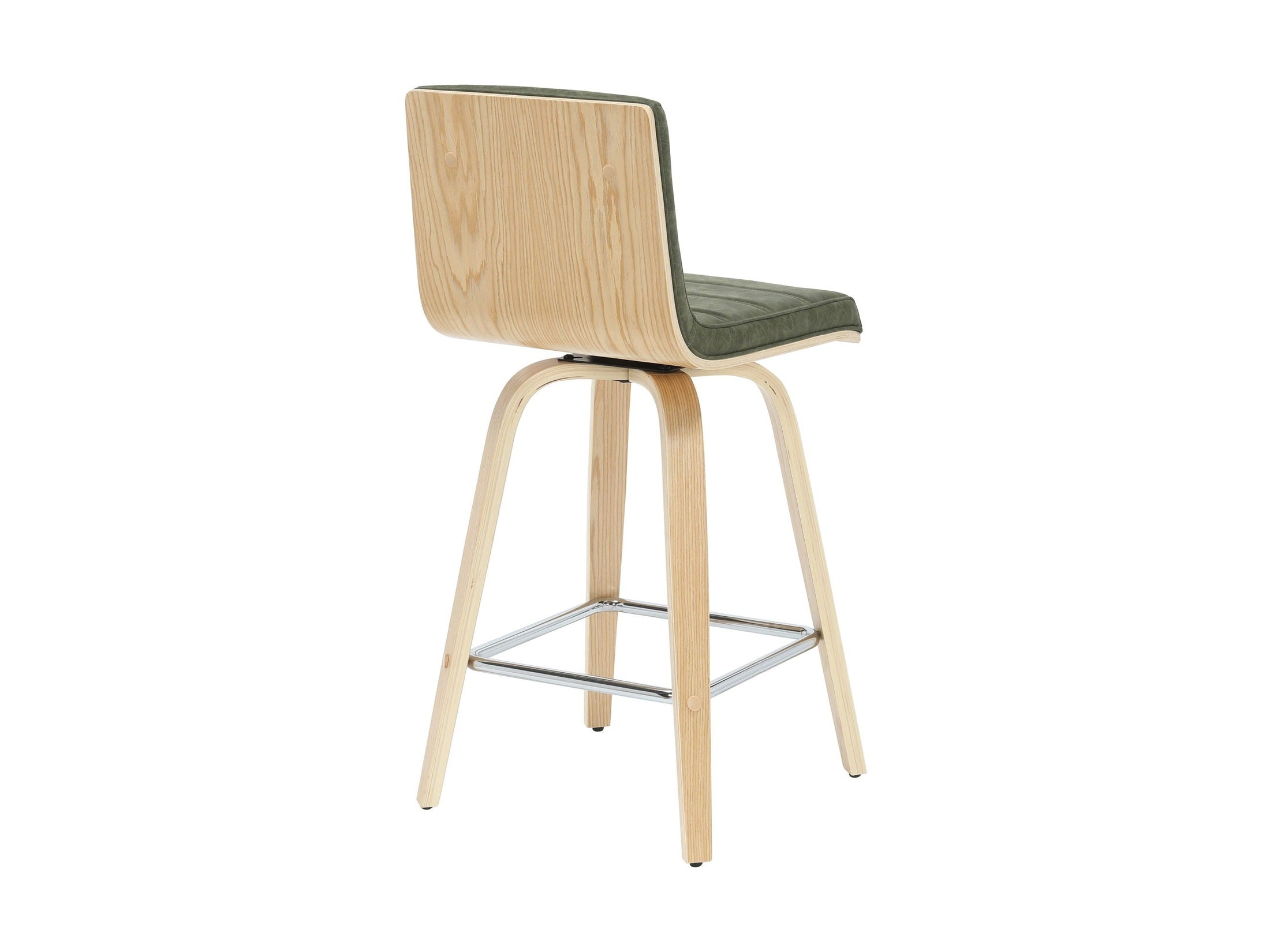 Vienna - 35.5" Swivel Counter Height Square Back Wood Bar Stool With Faux Leather Seat