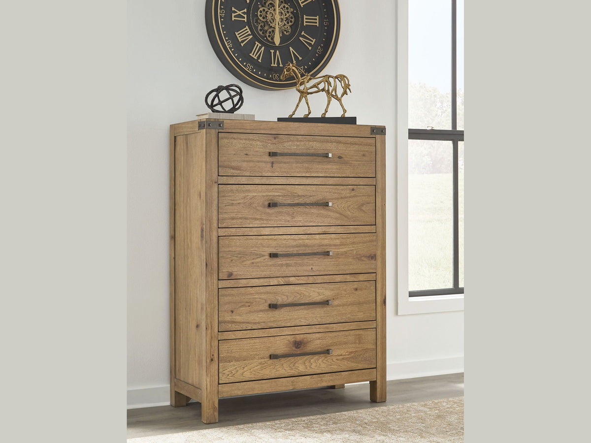 Ridgester - Five Drawer Chest - Light Brown