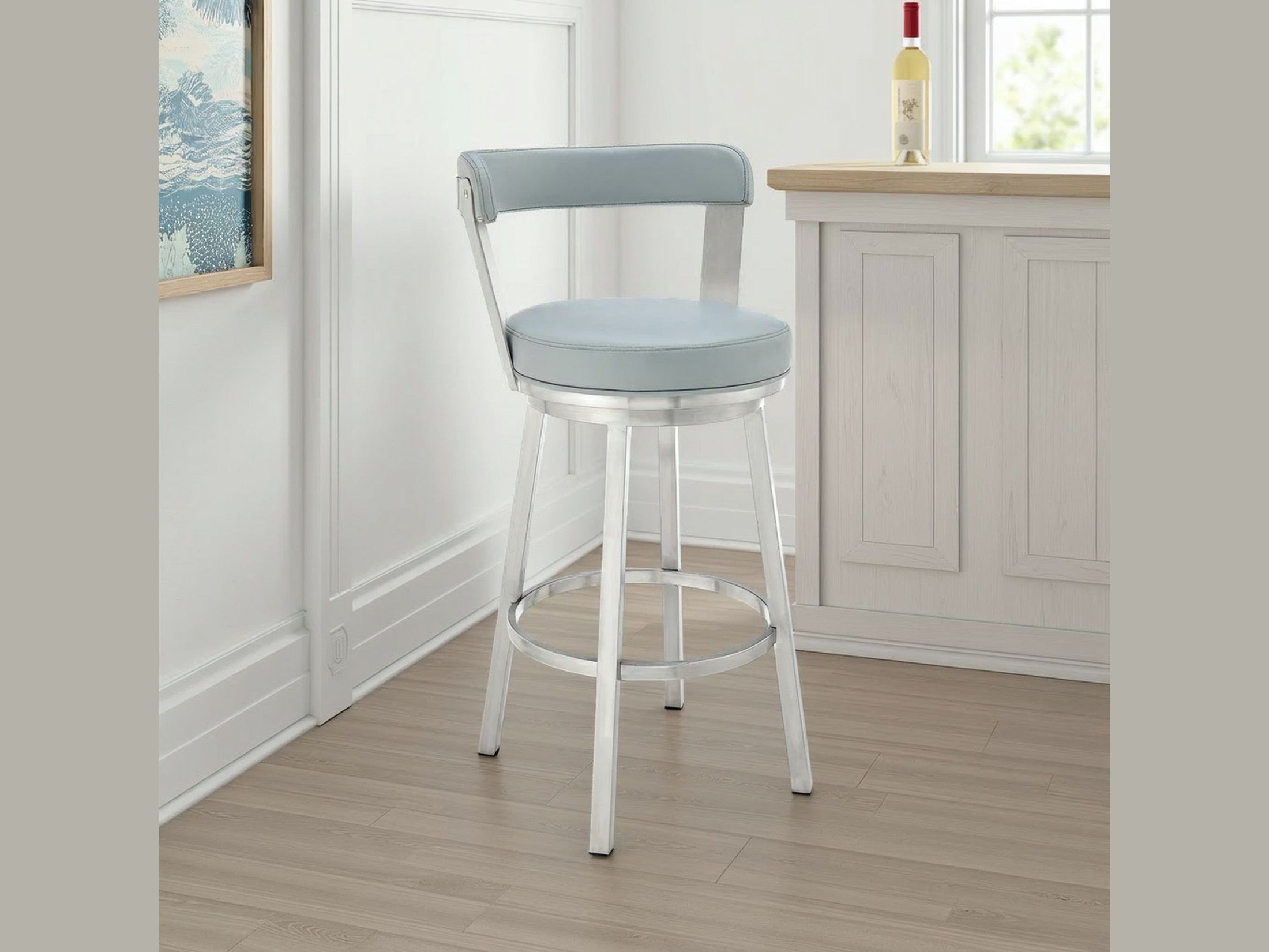 Bryant - Swivel Bar Stool With Silver Frame