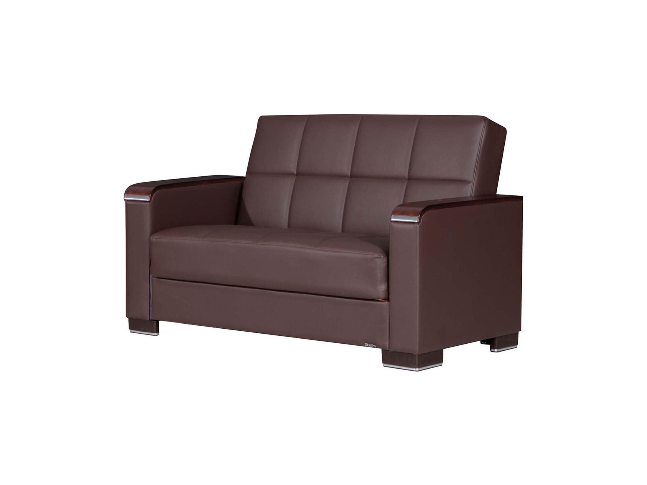 Ottomanson Armada X - Upholstered Convertible Wood Trimmed Loveseat With Storage