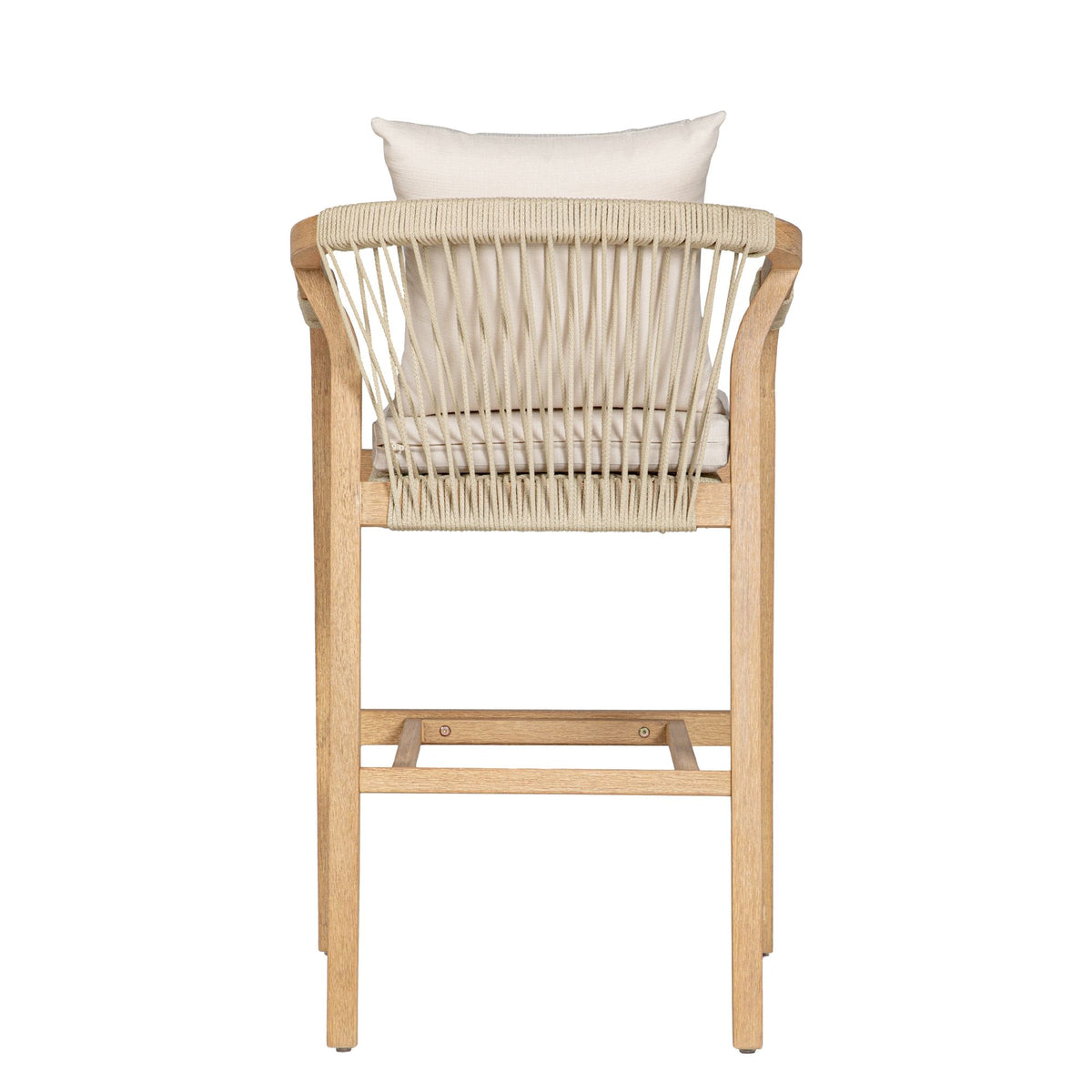 Delfina - Outdoor Barstool (Set of 2) With Cushion - Natural Eucalyptus / Cream Cushion