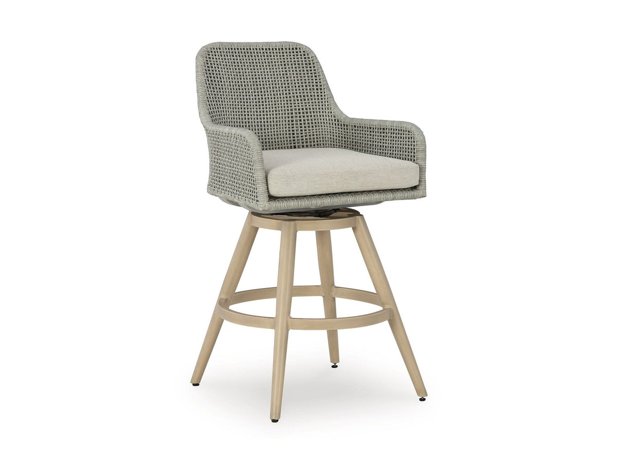Seton Creek - Barstool With Cushion (Set of 2) - Beige / Gray