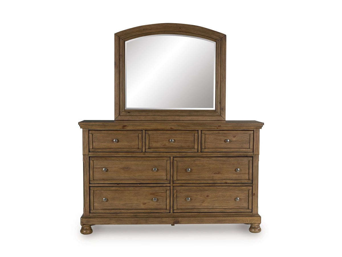 Feddinger - Dresser And Mirror - Medium Brown