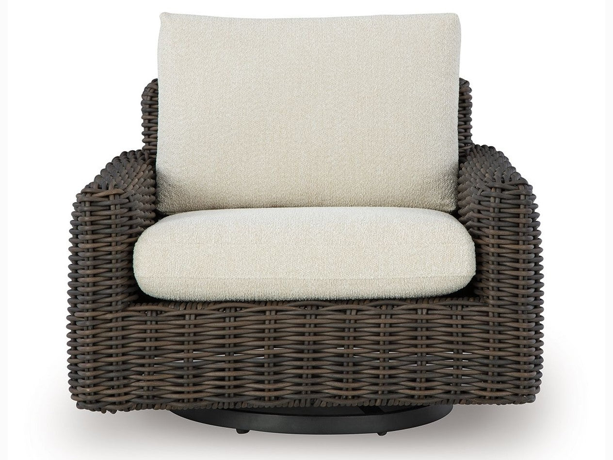 Kimora - Swivel Glider Lounge With Cushion - Beige / Dark Brown