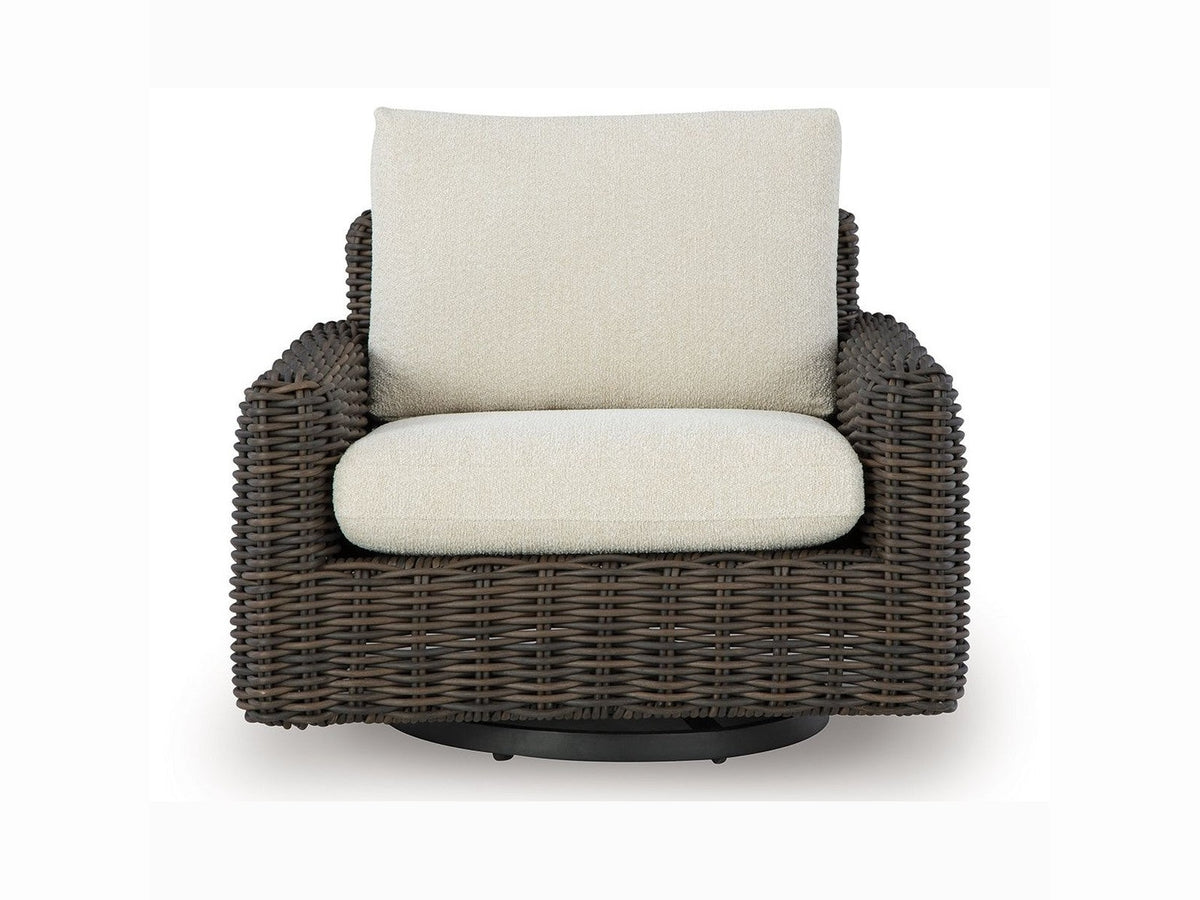 Kimora - Swivel Glider Lounge With Cushion - Beige / Dark Brown