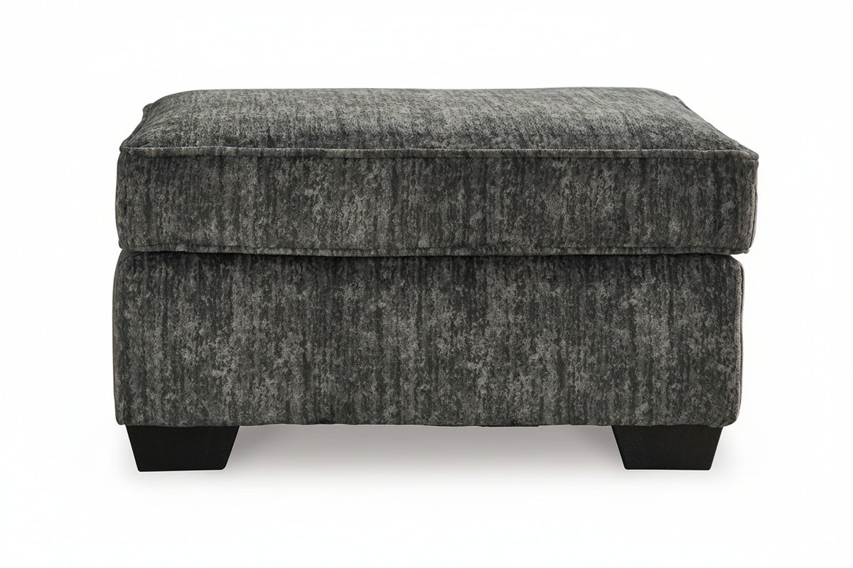Gray textured ottoman on a white background