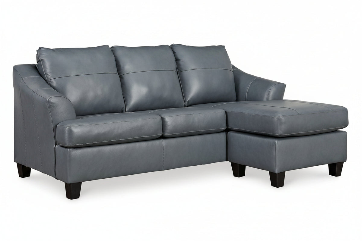 Gray leather sectional sofa on a white background