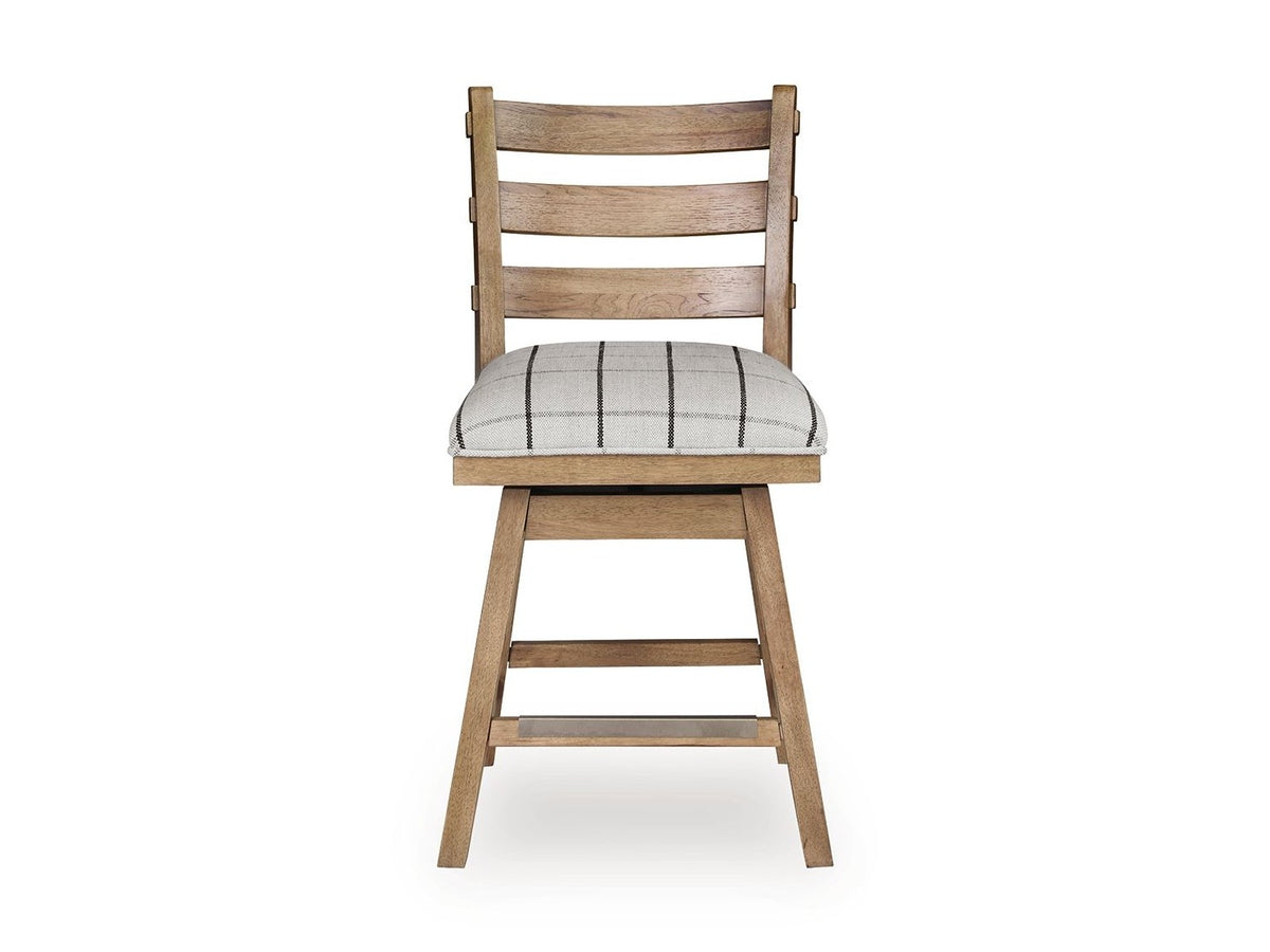 Ridgester - Upholstered Swivel Barstool (Set of 2) - Light Brown