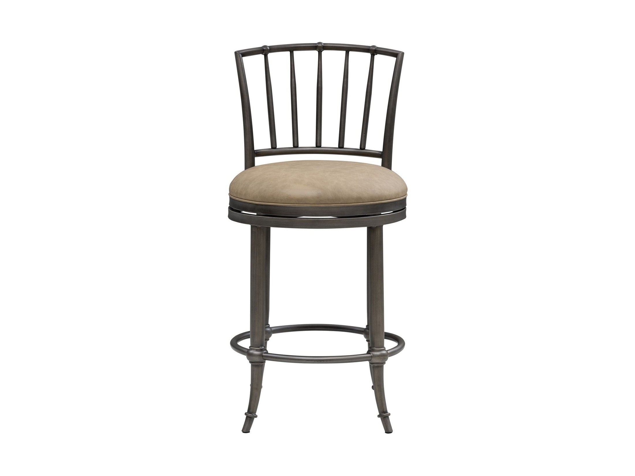 Vince - Commercial Grade Steel Frame Faux Leather Upholstered Swivel Counter Height Barstool