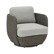 Amira - Outdoor Woven Rattan 360-Swivel Lounge Chair With Aluminum Frame And Mist Gray Cushions - Light Gray / Deep Bronze