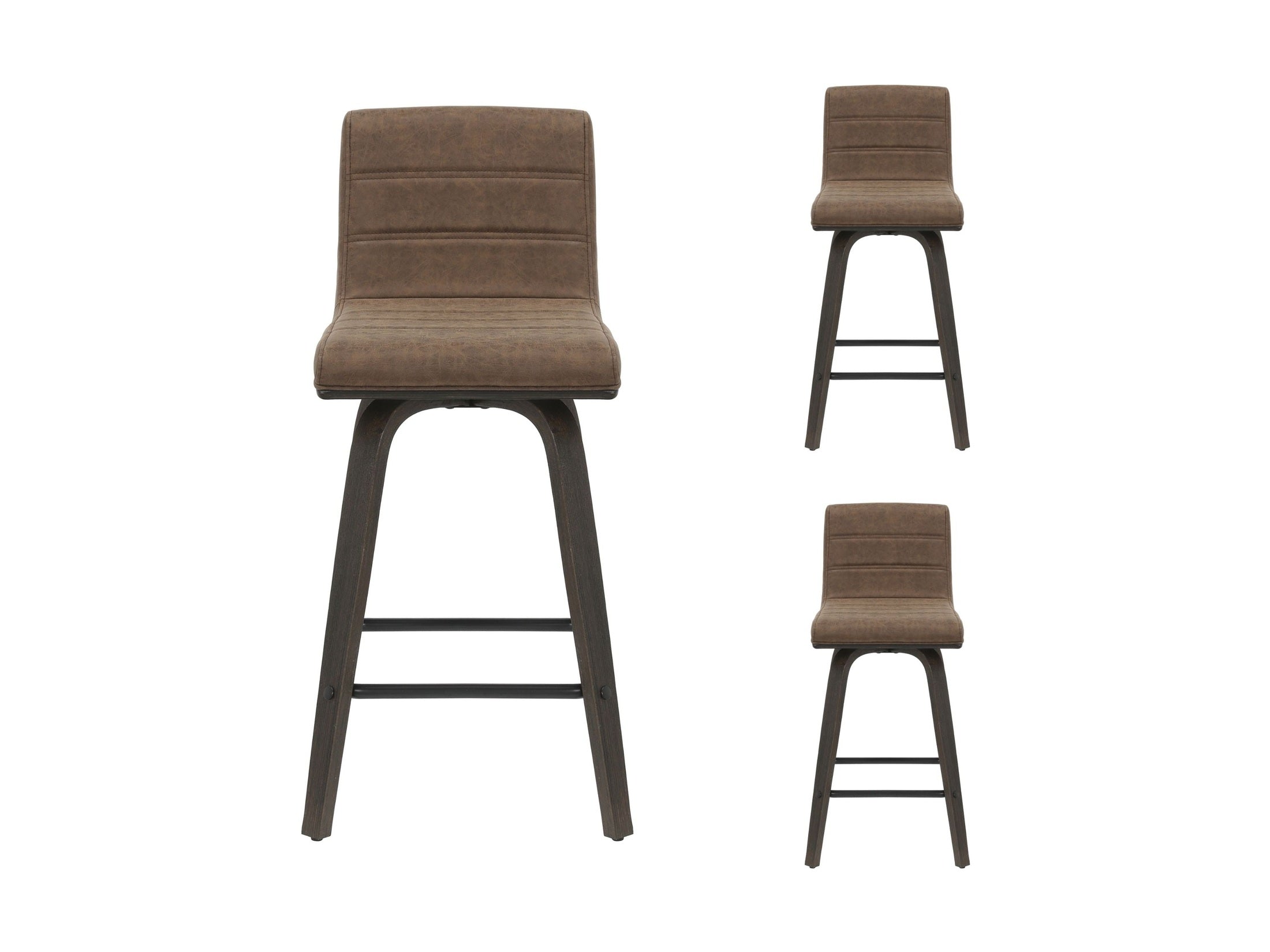 Vienna - 35.5" Swivel Counter Height Square Back Wood Bar Stool With Faux Leather Seat