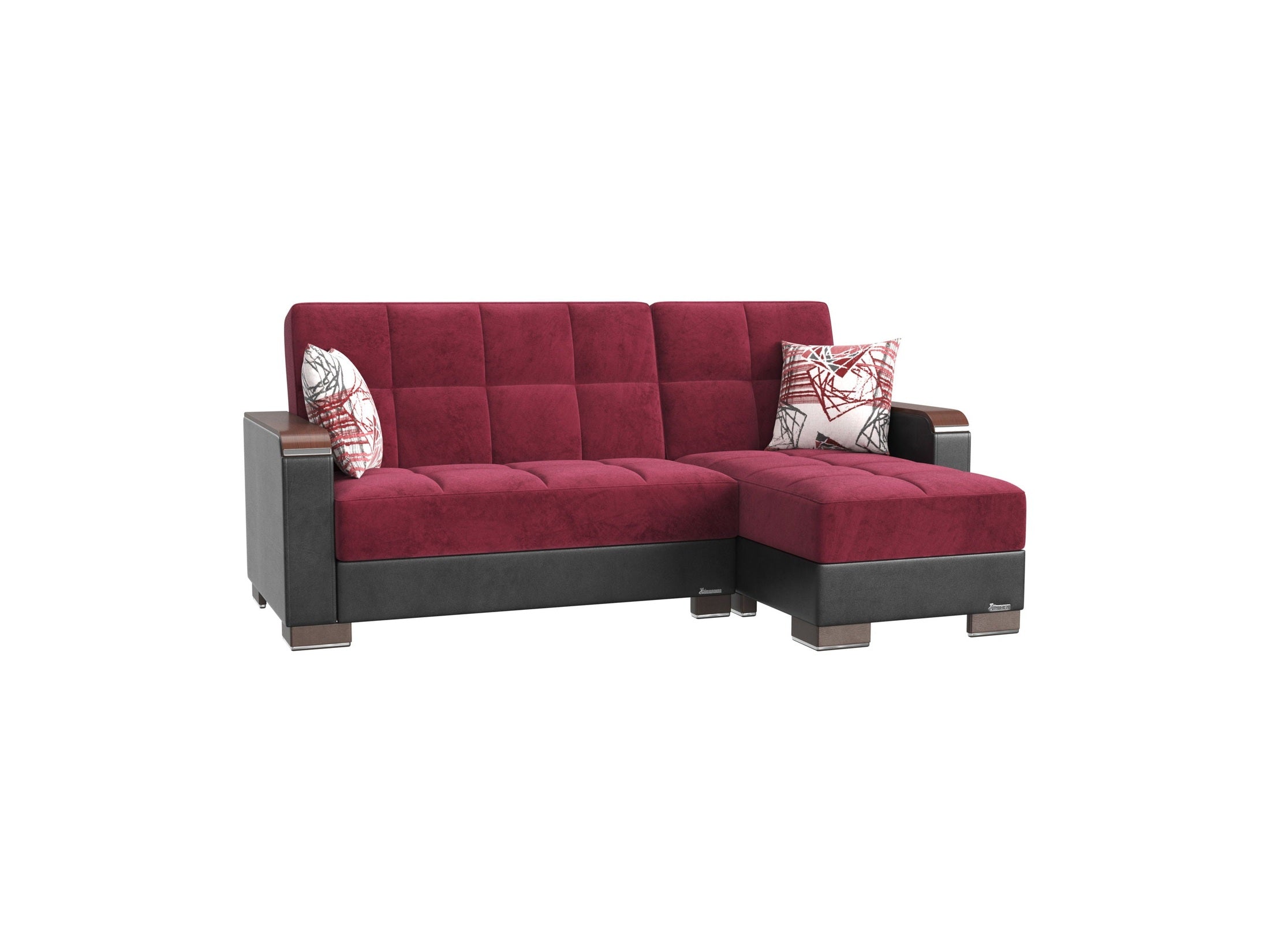 Ottomanson Armada X - Upholstered Convertible Wood Trimmed Chaise Lounge With Storage - Microfiber