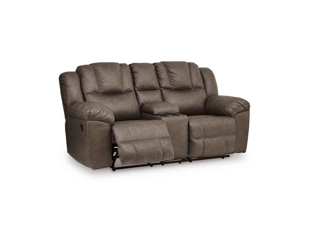 Lowilla - Double Reclining Loveseat With Console - Driftwood