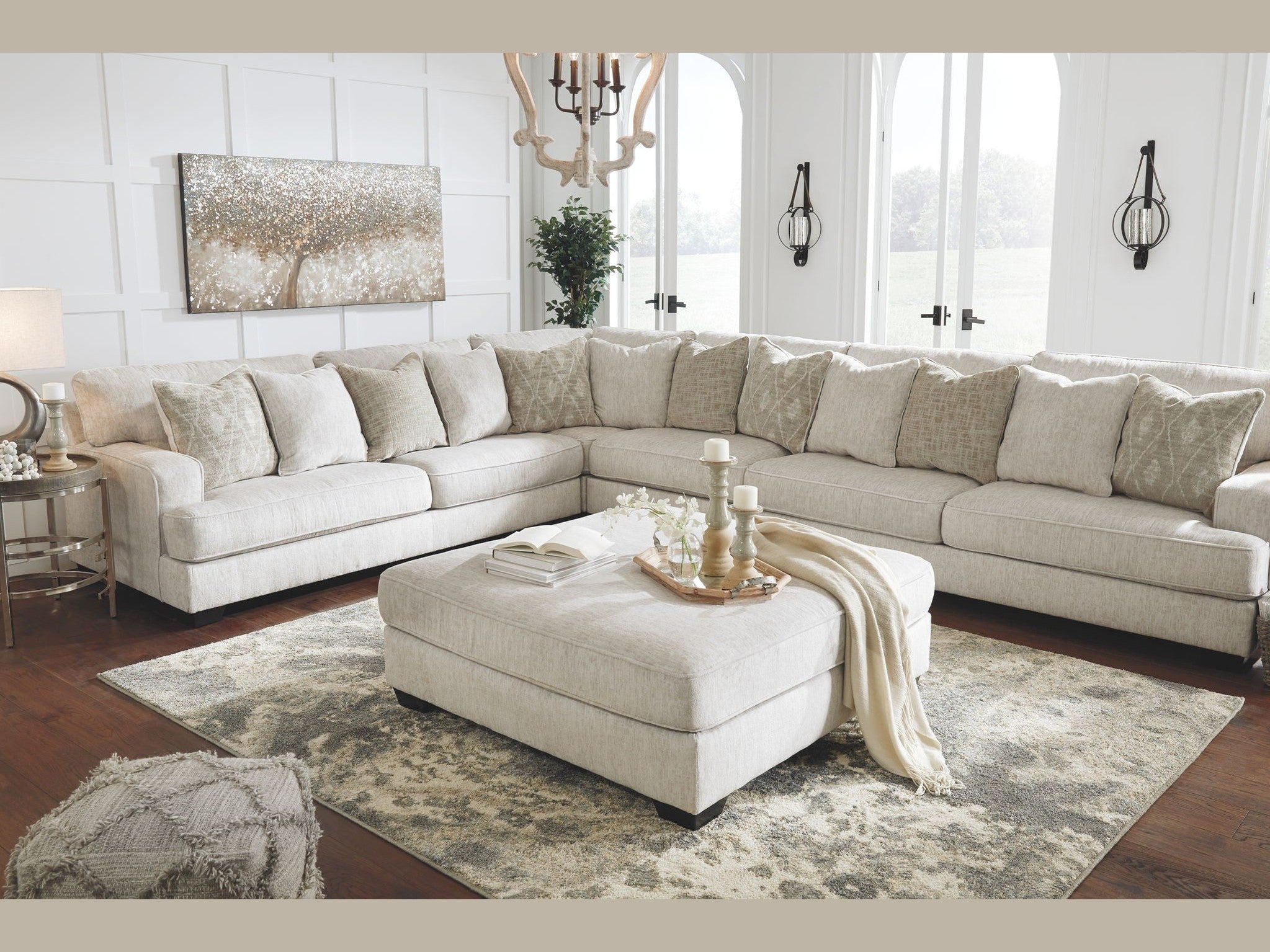 Rawcliffe - Oversized Accent Ottoman - Parchment
