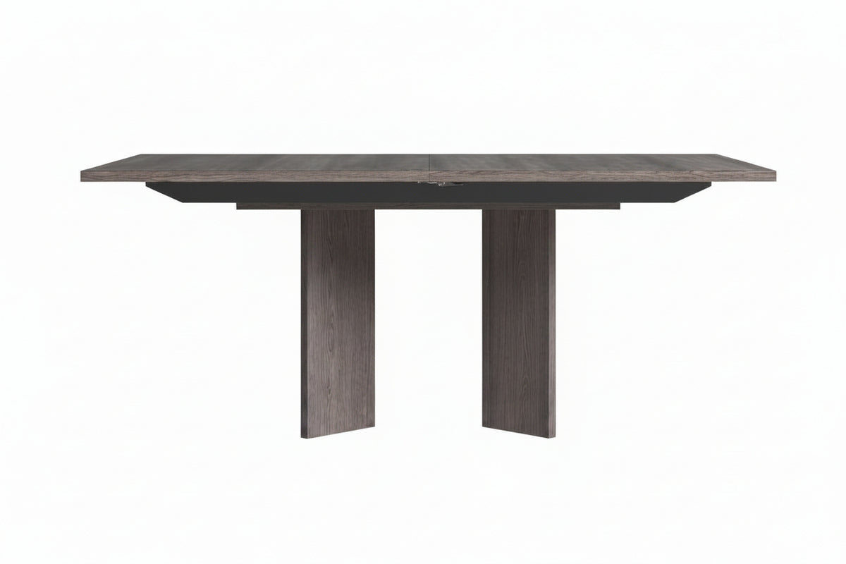 Wooden dining table on a white background