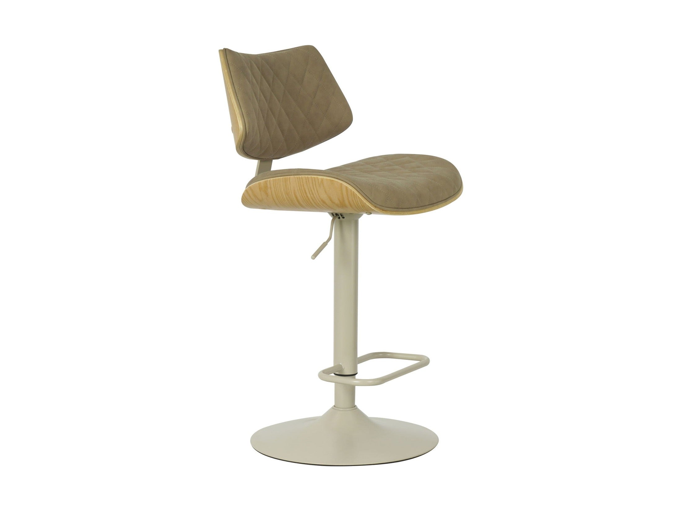 Leland - Adjustable Swivel Curved Back Wood Bar Stool With Faux Leather Seat