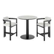 Jazmin - 3-Piece Outdoor Counter Height Bistro Dining Set - White / Black
