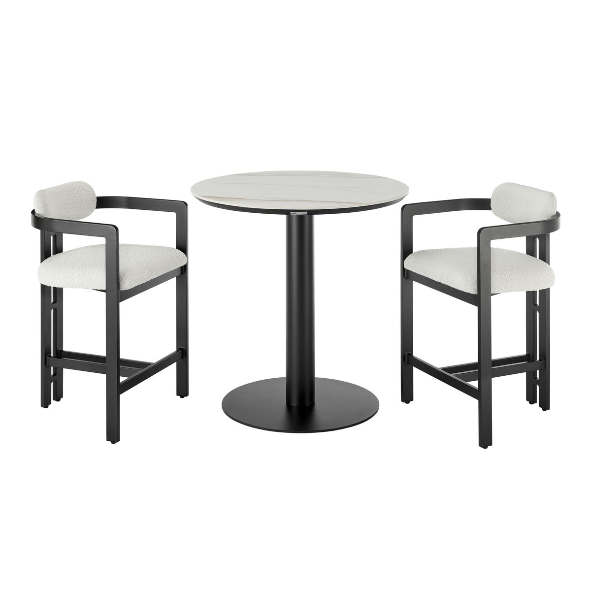 Jazmin - 3-Piece Outdoor Counter Height Bistro Dining Set - White / Black
