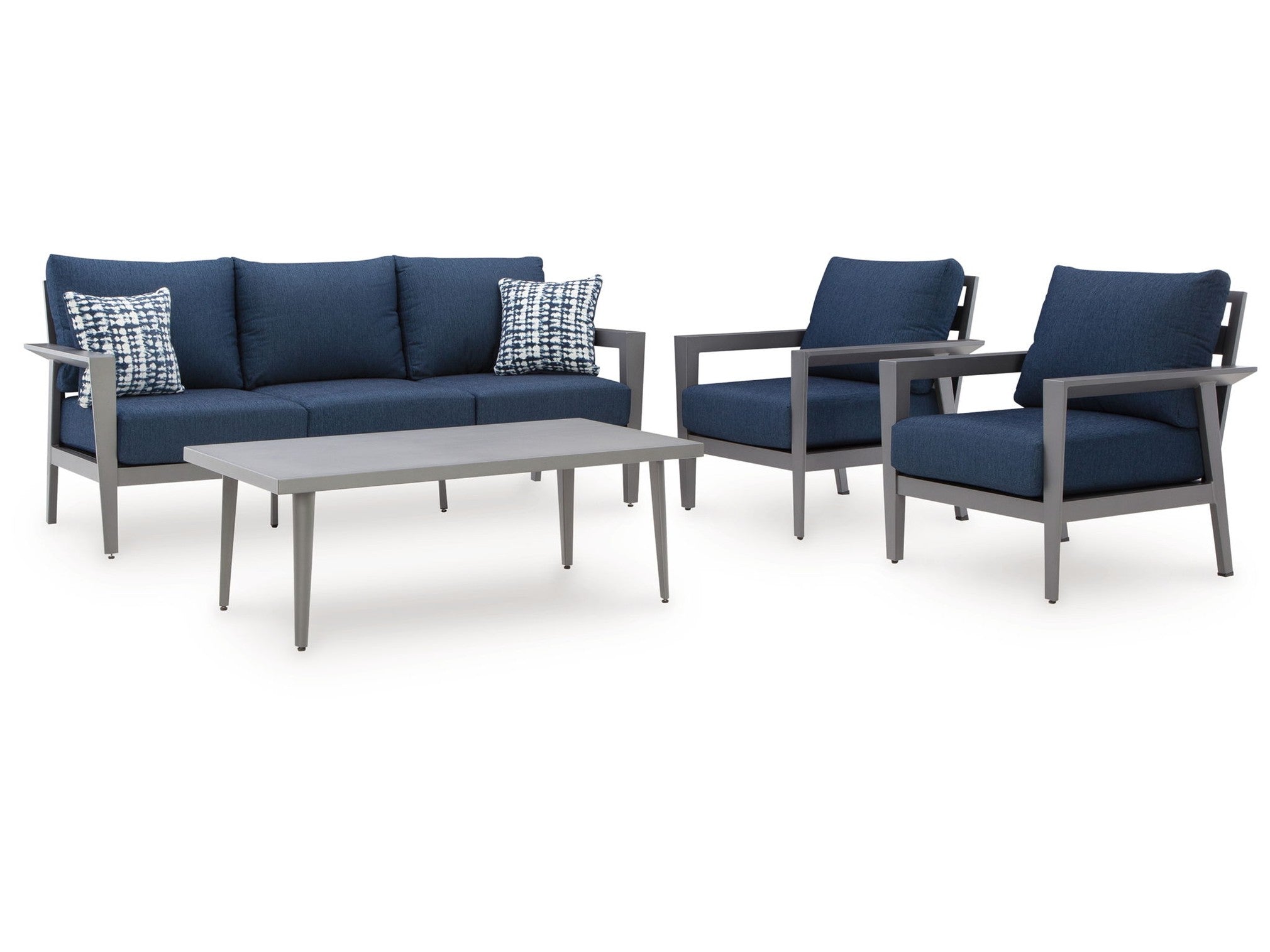 Gali - Sofa / Chairs / Table Set (Set of 4) - Gray / Blue