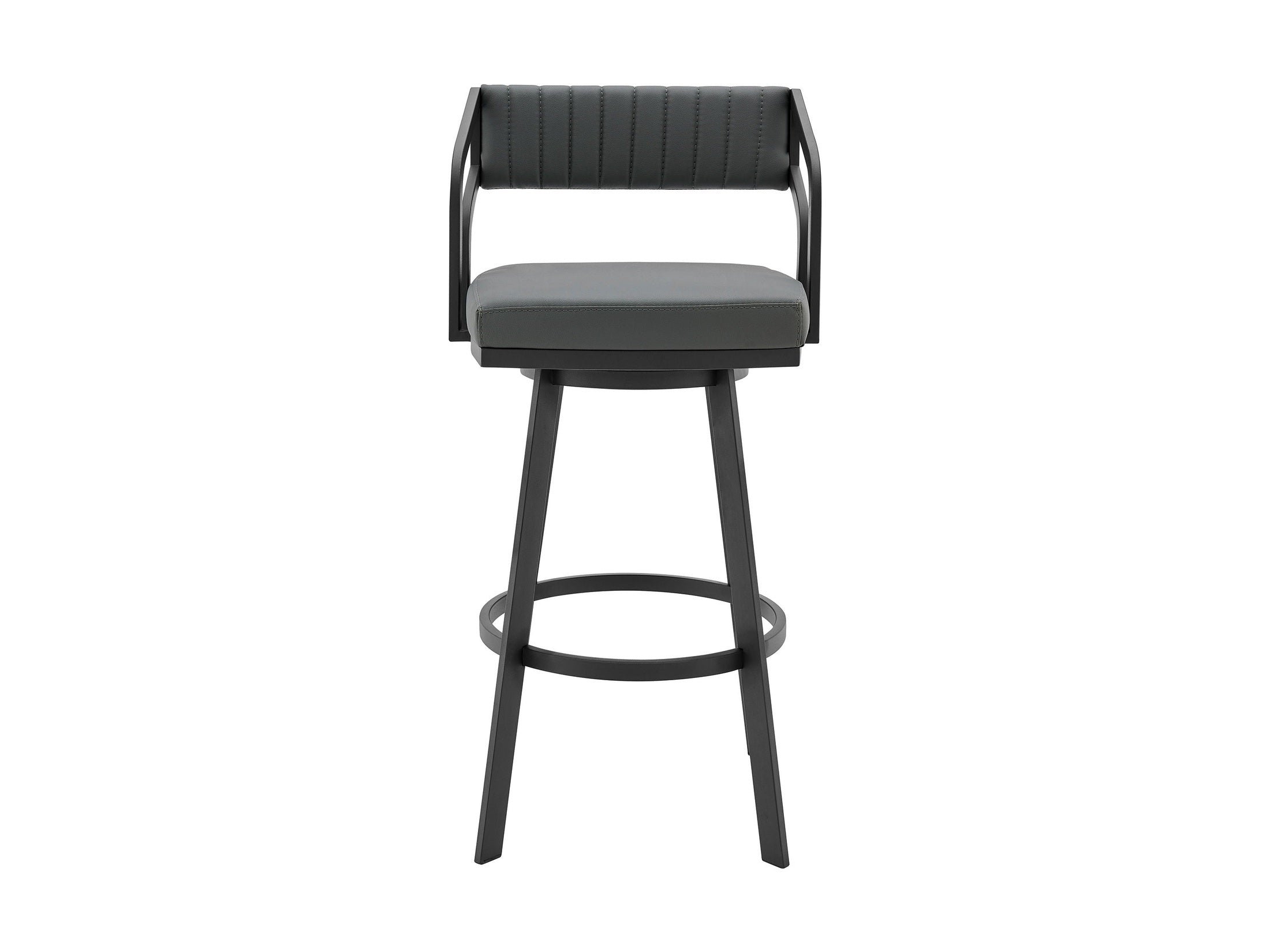 Scranton - 26" Swivel Modern Metal And Faux Leather Barstool - Slate Gray / Black