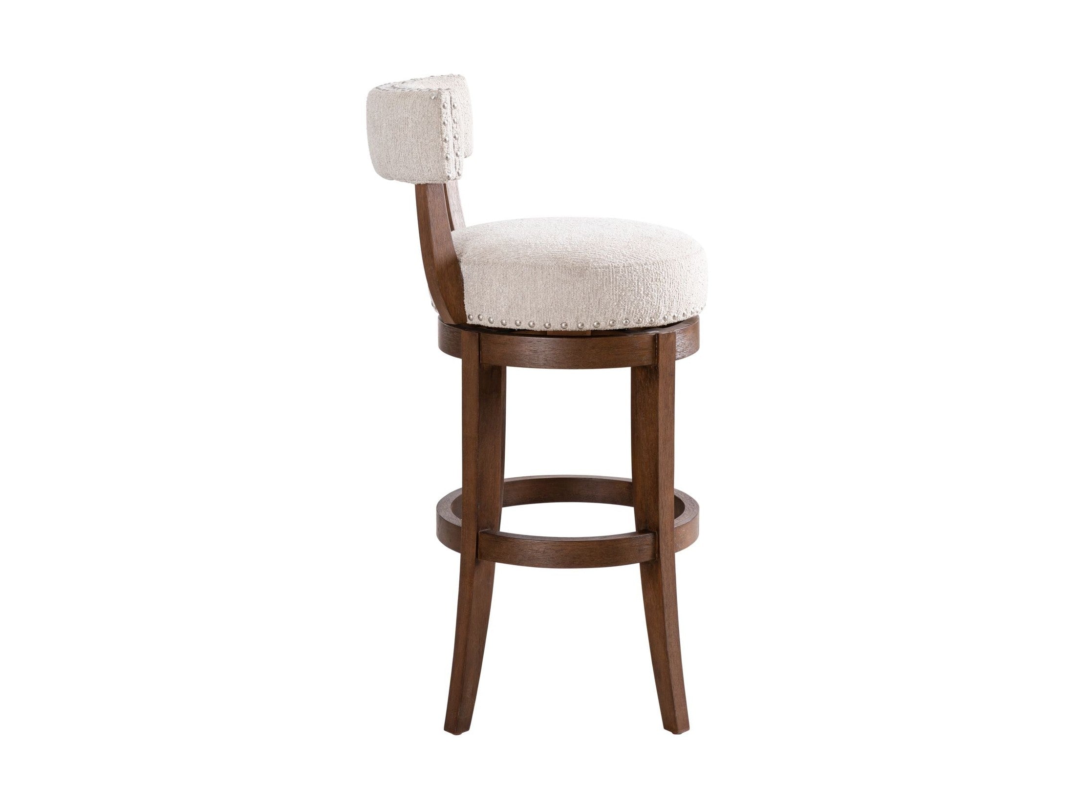 Mystic - Solid Wood Upholstered 30" Bar Height Swivel Barstool